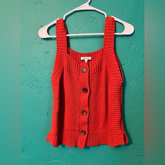 Madewell Tops - Madewell faux button knit tank sweater M